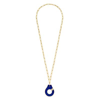 Necklace Menottes dinh van R35 yellow gold lapis lazuli   price on demande